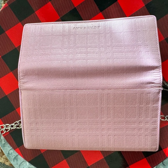 BURBERRY bi-fold wallet embossed leather pink check pattern long L-shaped zipper - Picture 17 of 17